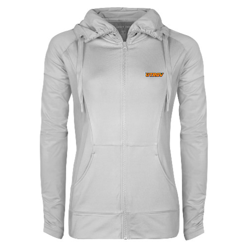  Womens White Sport Wick Stretch Full Zip Jacket - UTRGV Primary Logo