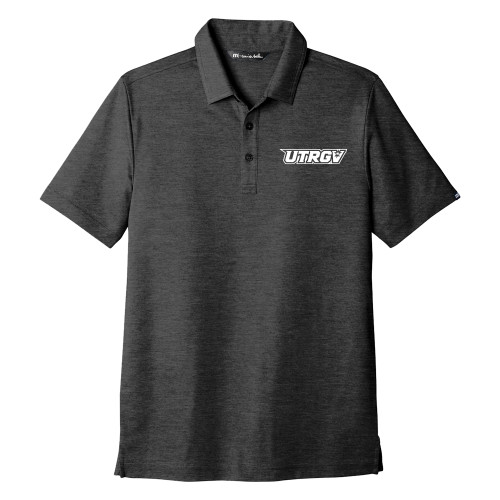  TravisMathew Black Oceanside Heather Polo - UTRGV Primary Logo