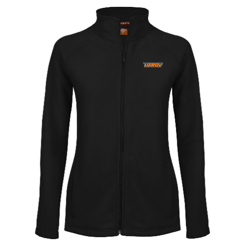  Womens Black Fleece Full Zip Jacket - UTRGV Primary Logo