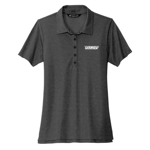  TravisMathew Womens Black Heather Oceanside Polo - UTRGV Primary Logo