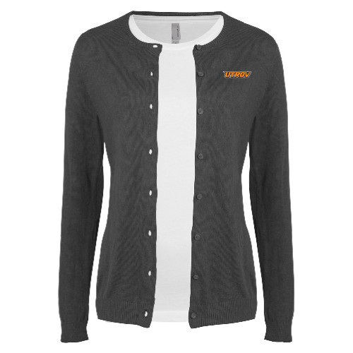  Womens Charcoal Cardigan Sweater - UTRGV Primary Logo
