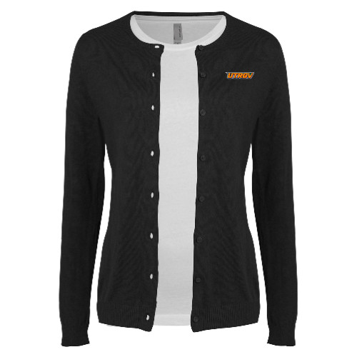  Womens Black Cardigan Sweater - UTRGV Primary Logo