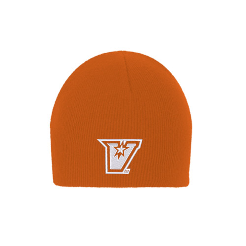  Orange Knit Beanie - V Secondary Logo