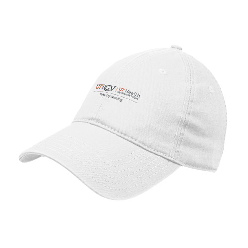  White Unstructured Adjustable Low Profile Hat - UTRGV - School of Nursing
