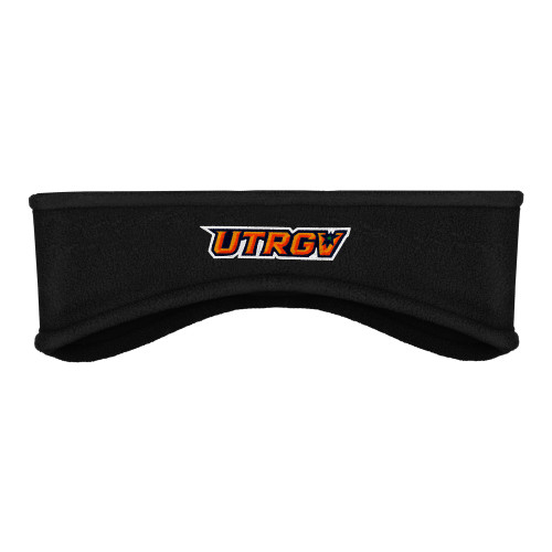  Black Stretch Fleece Headband - UTRGV Primary Logo