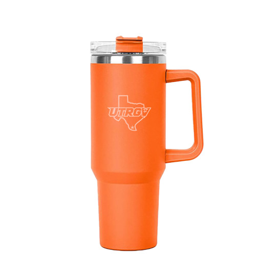 UTRGV Hippo Orange Mug & Straw Lid with Twist Closure 40 oz