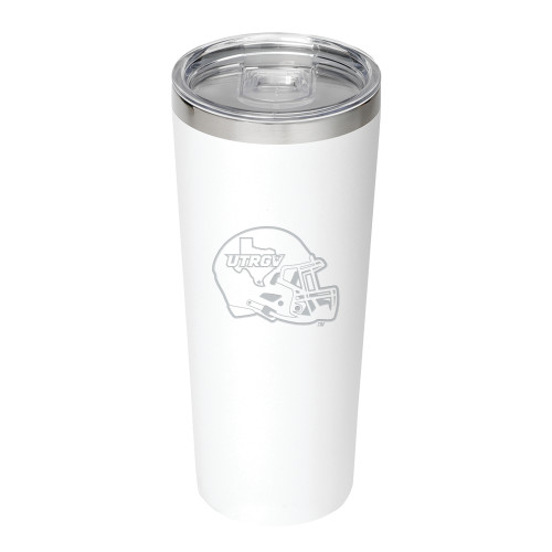  Thor Vacuum Insulated White Tumbler 22oz - UTRGV Football Helmet Texas Icon Engraved