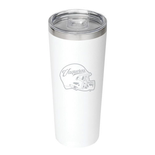  Thor Vacuum Insulated White Tumbler 22oz - UTRGV Football Helmet Vaqueros Engraved