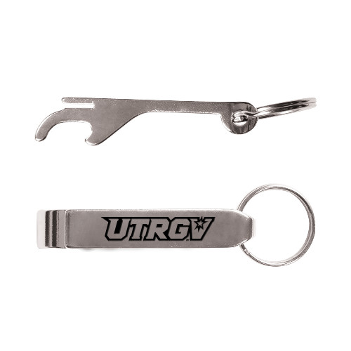  Aluminum Silver Bottle Opener - UTRGV Primary Logo Engraved