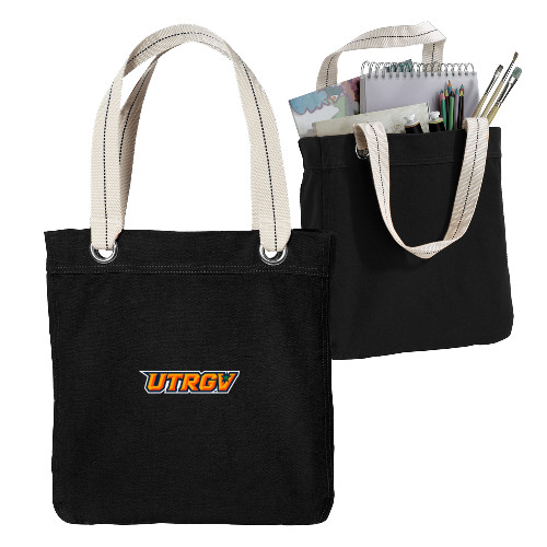  Allie Black Canvas Tote - UTRGV Primary Logo