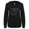 Thumbnail image for  ENZA Womens Black V Notch Raw Edge Fleece Hoodie