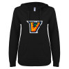 Thumbnail image for  ENZA Womens Black V Notch Raw Edge Fleece Hoodie