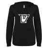 Thumbnail image for  ENZA Womens Black V Notch Raw Edge Fleece Hoodie