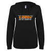 Thumbnail image for  ENZA Womens Black V Notch Raw Edge Fleece Hoodie