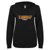 Thumbnail image for  ENZA Womens Black V Notch Raw Edge Fleece Hoodie