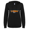 Thumbnail image for  ENZA Womens Black V Notch Raw Edge Fleece Hoodie