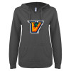 Thumbnail image for  ENZA Womens Dark Heather V Notch Raw Edge Fleece Hoodie