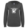 Thumbnail image for  ENZA Womens Dark Heather V Notch Raw Edge Fleece Hoodie