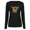Thumbnail image for  Womens Black Long Sleeve V Neck Tee 