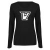 Thumbnail image for  Womens Black Long Sleeve V Neck Tee 