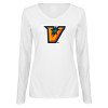 Thumbnail image for  Womens White Long Sleeve V Neck Tee