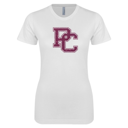  Next Level Womens White Boyfriend Tee - PC Pink Glitter
