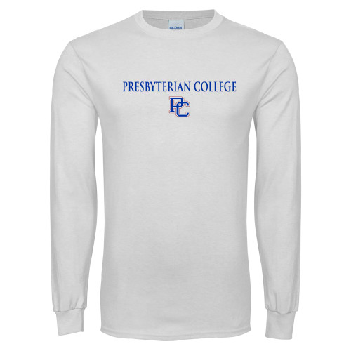  White Long Sleeve T Shirt - Presbyterian College w PC