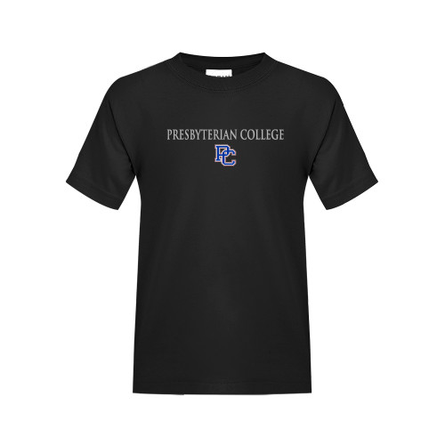  Youth Black T Shirt - Presbyterian College w PC