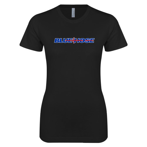  Next Level Womens Black Boyfriend Tee - Blue Hose