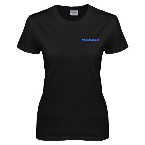  Womens Black Short Sleeve Tee - Blue Hose