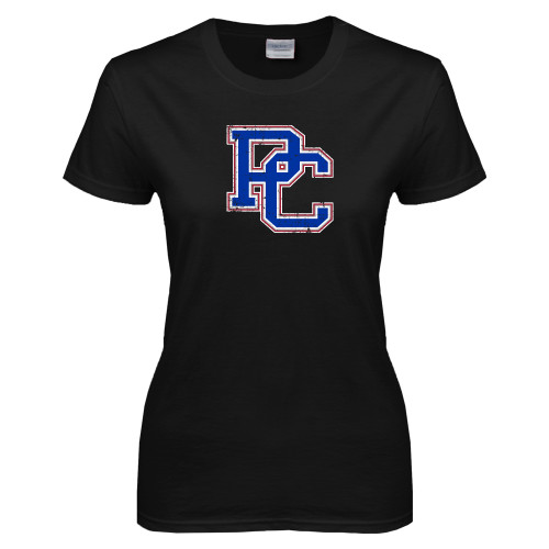  Womens Black Short Sleeve Tee - PC Distressed