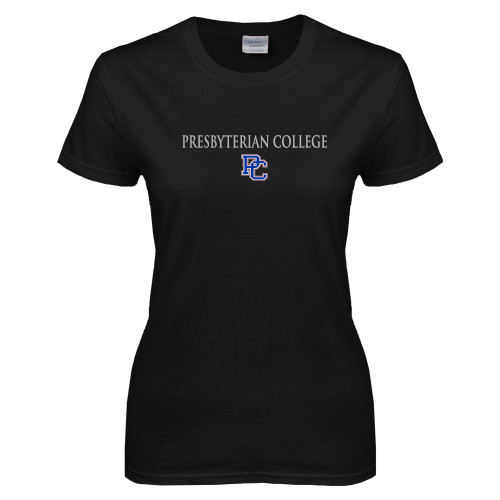  Womens Black Short Sleeve Tee - Presbyterian College w PC