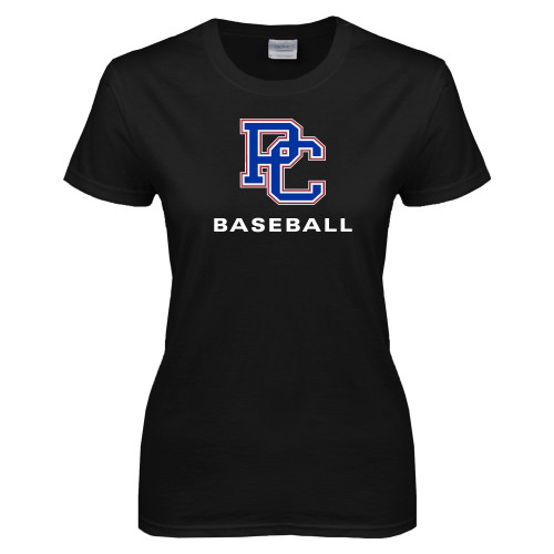  Womens Black Short Sleeve Tee - Baseball