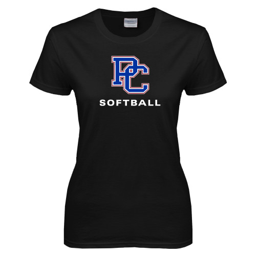  Womens Black Short Sleeve Tee - Softball