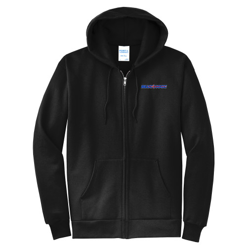 Extended Black Fleece Full Zip Hoodie - Blue Hose