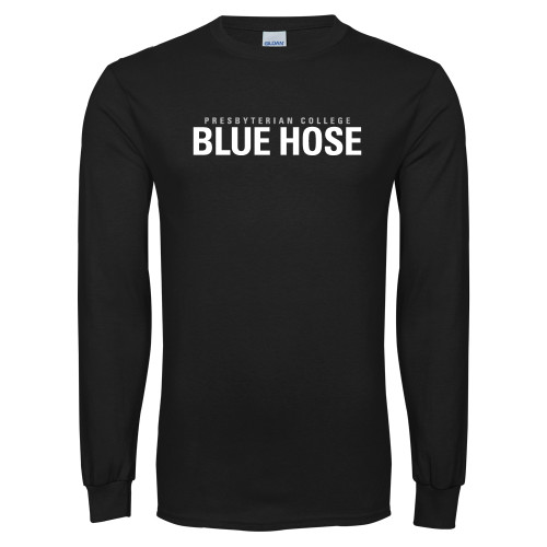  Black Long Sleeve T Shirt - Presbyterian College Blue Hose Stacked