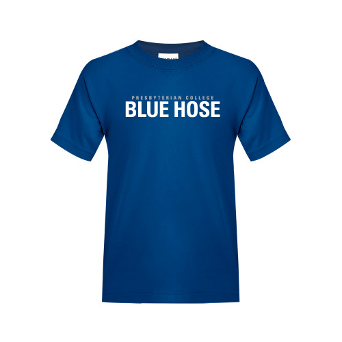  College Youth Royal T Shirt - Presbyterian College Blue Hose Stacked