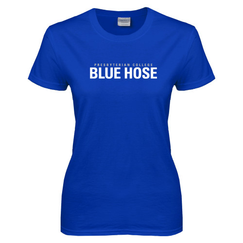  Womens Royal Short Sleeve Tee - Presbyterian College Blue Hose Stacked