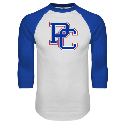  White/Royal Raglan Baseball T Shirt - PC