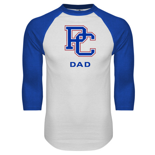 White/Royal Raglan Baseball T Shirt - Dad