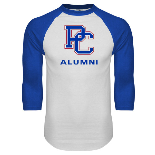  White/Royal Raglan Baseball T Shirt - Alumni