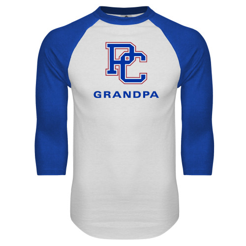  White/Royal Raglan Baseball T Shirt - Grandpa