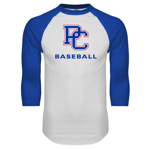  White/Royal Raglan Baseball T Shirt - Baseball