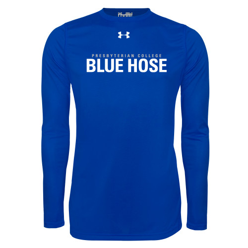  Under Armour Royal Long Sleeve Tech Tee - Presbyterian College Blue Hose Stacked