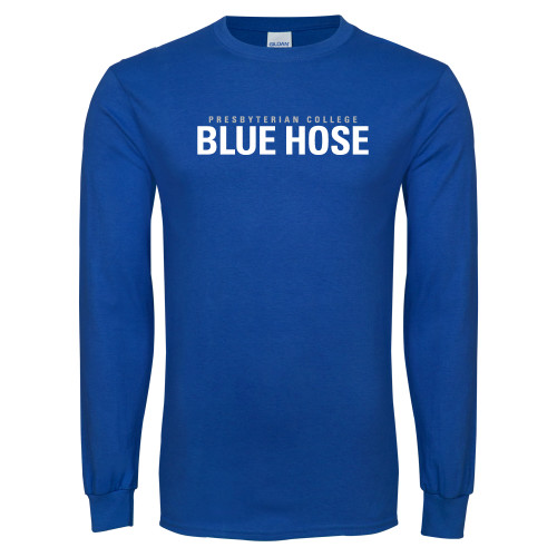 Royal Long Sleeve T Shirt - Presbyterian College Blue Hose Stacked