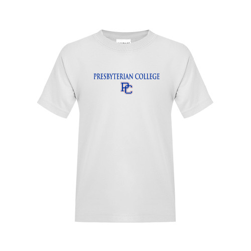  Youth White T Shirt - Presbyterian College w PC