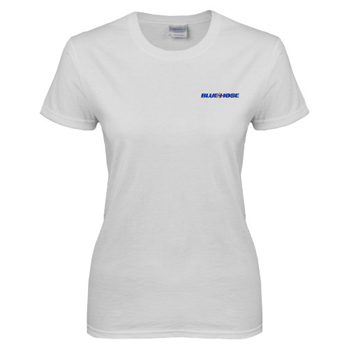  Womens White Short Sleeve Tee - Blue Hose