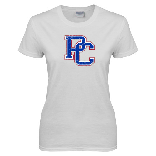  Womens White Short Sleeve Tee - PC Distressed
