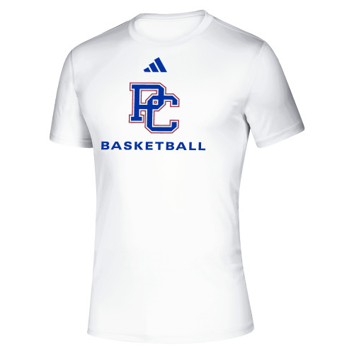 Adidas White Pregame Performance Tee - Presbyterian College Basketball - Adidas