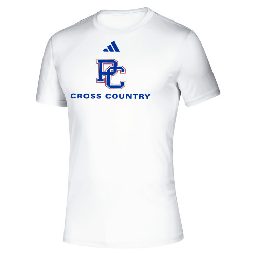  Adidas White Pregame Performance Tee - Presbyterian College Cross Country - Adidas